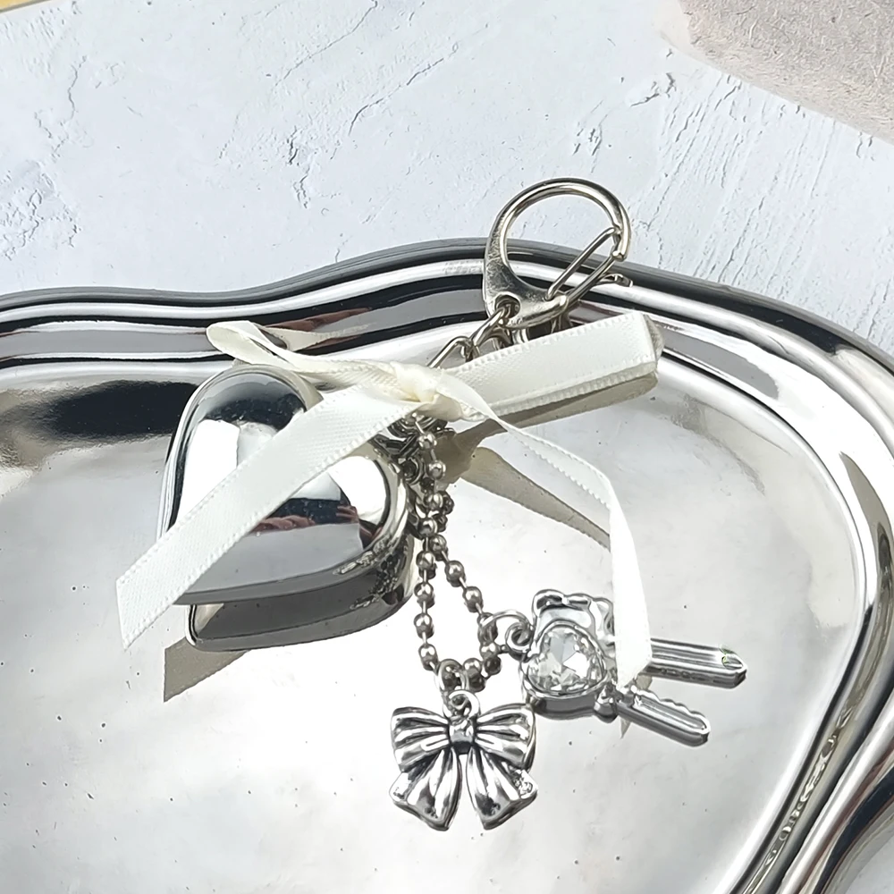 Schmetterling Herz Anhänger Handyanhänger Schwarzes Seil Perlen Schlüsselanhänger Modische Schleifen Schlüsselanhänger Ornament für Handys Schlüsselanhänger Image