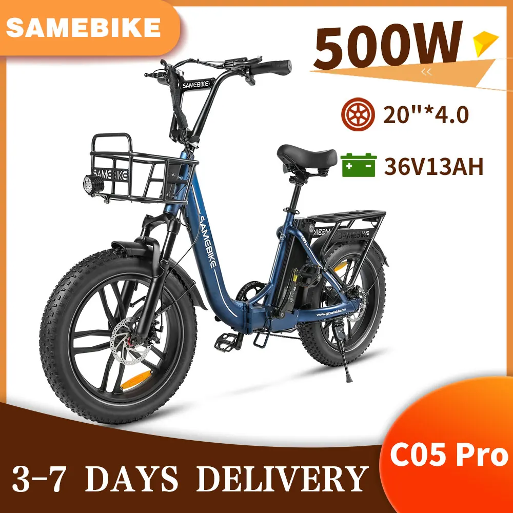 Samebike Elektrofahrrad C05 Pro 36V13Ah Lithium-Akku 500W Motor 20 Zoll Fatbike E-Bike 35KM/H Faltbares Elektrofahrrad Image