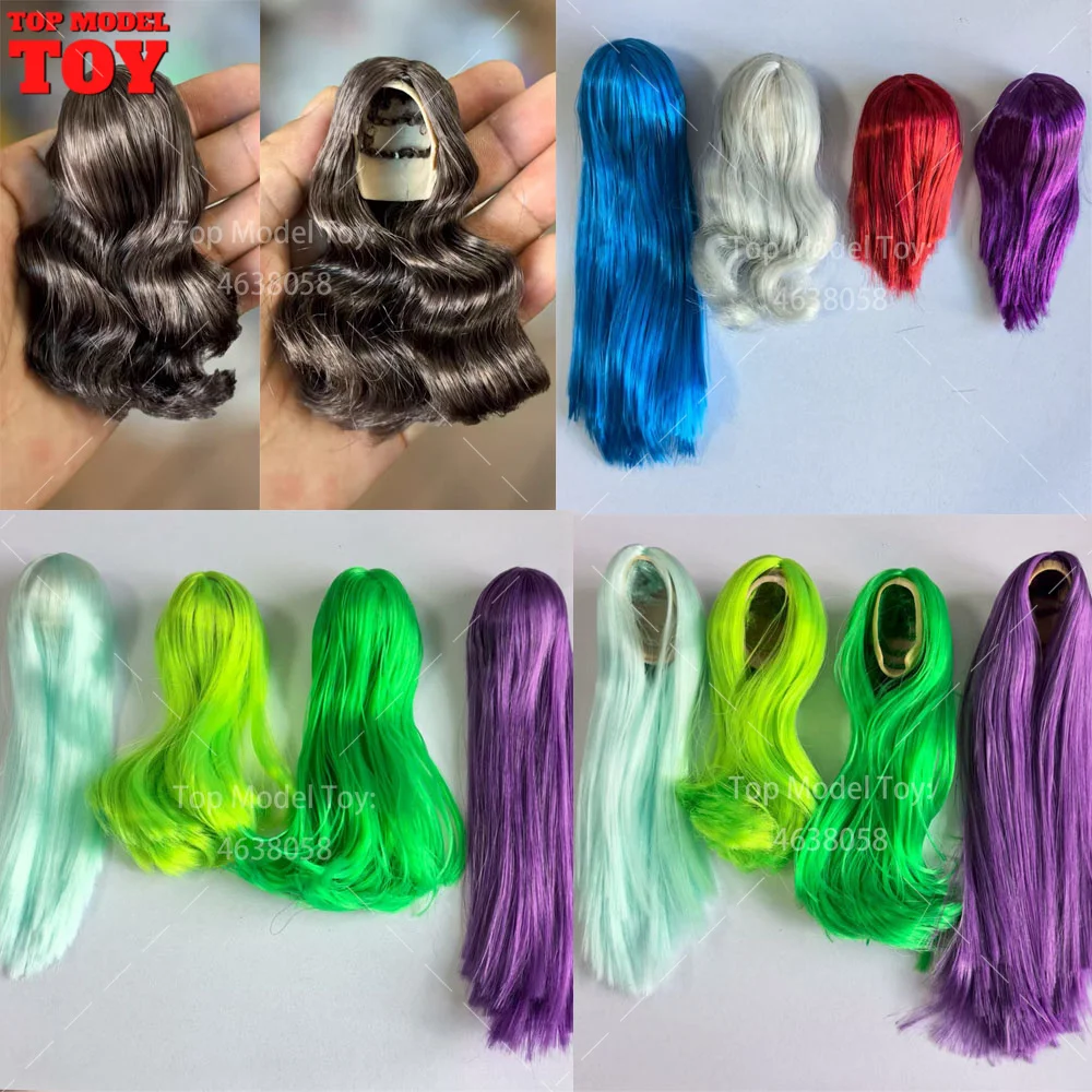 Mehrfarbige Perücke im Maßstab 1:6, gerade, gewellt, langes, kurzes Haar, passend für 12'' Ymtoys Gactoys weibliche Soldaten-Actionfiguren-Puppen Image