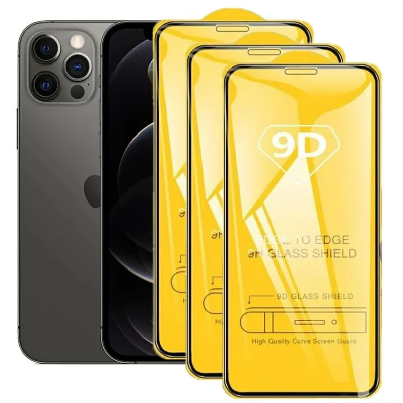 3PCS 9D proteggi schermo in vetro temperato proteggi schermo antiurto per telefono per Iphone 14 13 15 12 11 Pro Max X XR XS Max 7 8Plus