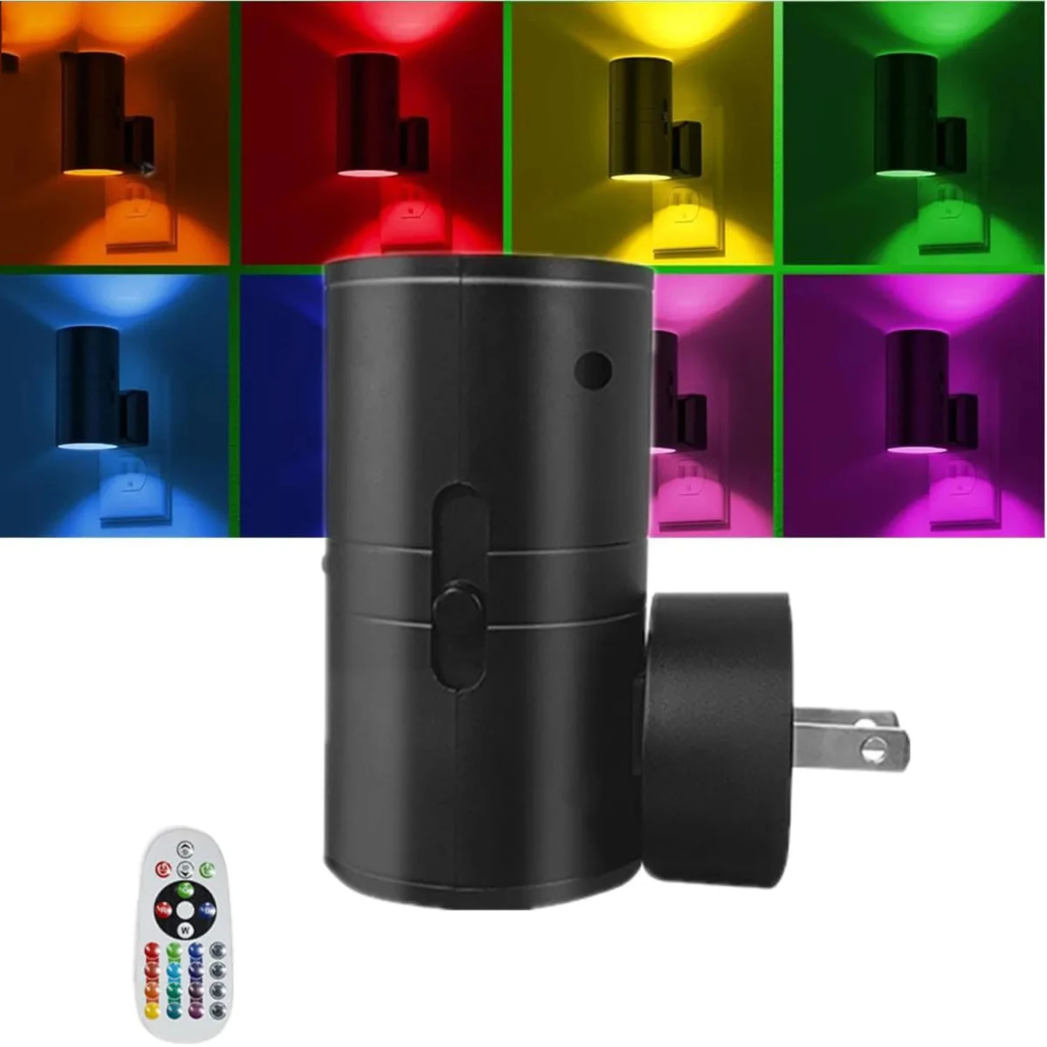 Nachtlicht zum Einstecken in die Steckdose (EU/US/UK) mit 16 Farben, LED-Lichtsensor und Fernbedienung für Schlafzimmerdekoration