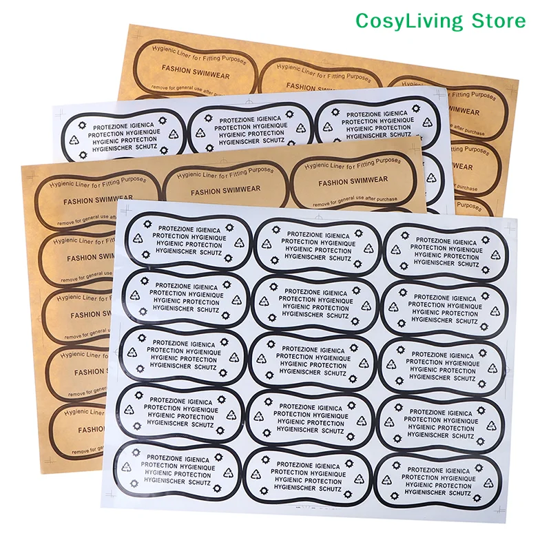 30 Stück/Set PVC-Hygieneetiketten, transparentes Klebeband, Etiketten zum Anprobieren von Badebekleidung und Unterwäsche Image