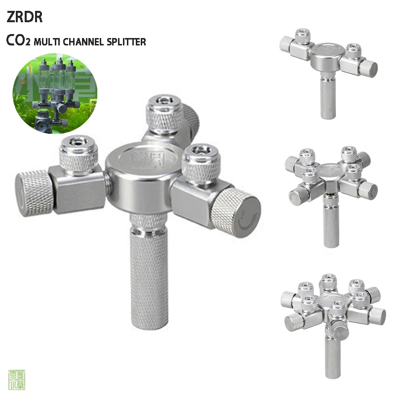 Aquarium CO2 Shunt CO2 Regler Mehrwege Shunt Regelventil Aluminium legierung CO2 Multi-Pass 2-6 Shunt Aquarium Lieferungen Image