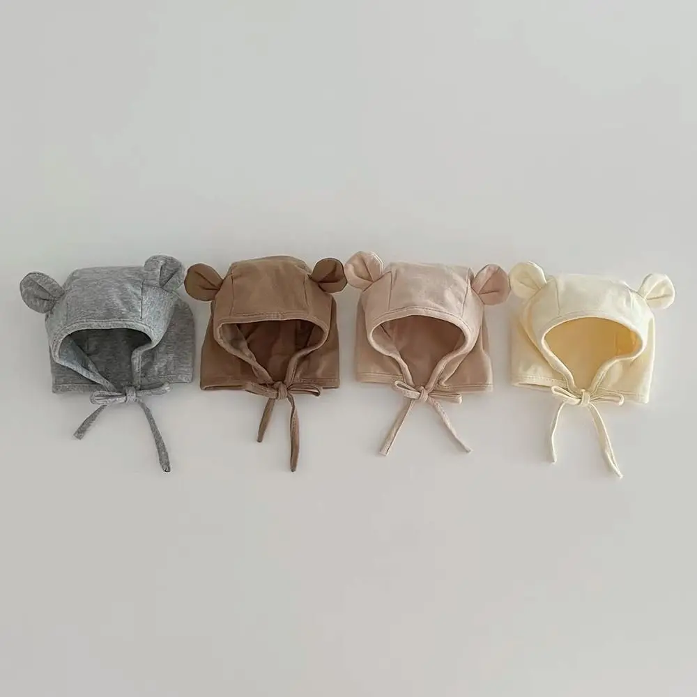 Modische Baumwoll-Neugeborenen-Mütze mit Bärenohren, atmungsaktive Säuglingsmütze, Unisex Image