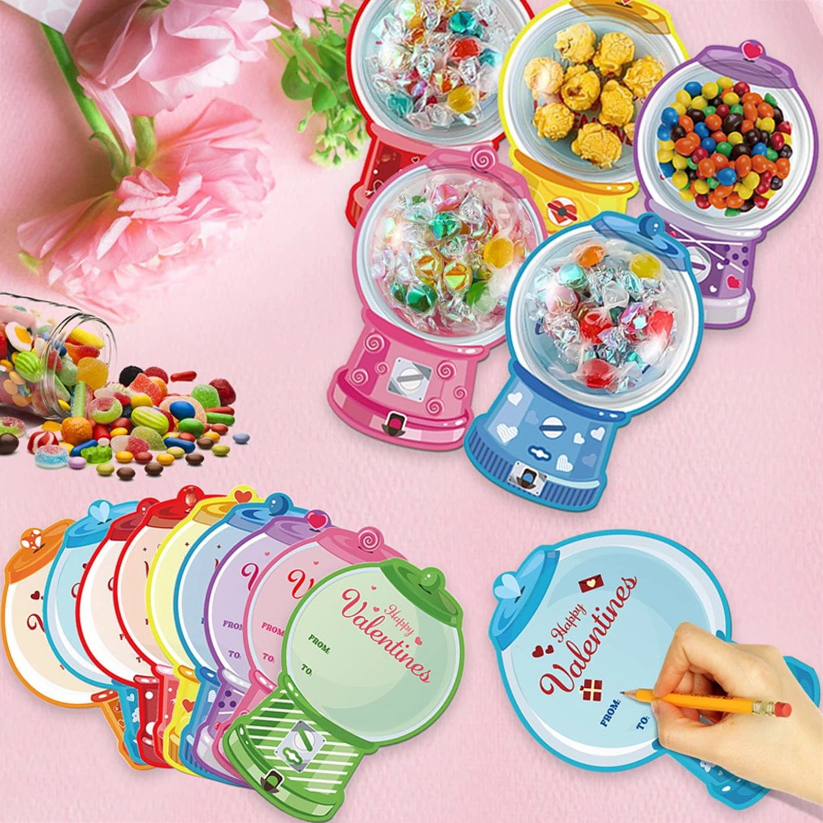 18/36er-Pack Valentinstagskarten mit Plastikdomen, Valentinstags-Wechselkarten für Kinder, Partygeschenke, Klassenzimmer-Wechselgeschenke Image