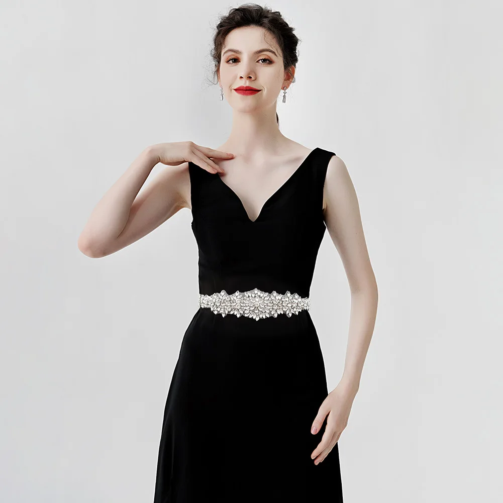 Glänzende Strass steine Hochzeits kleid Gürtel Silber Farbe Kristall Braut gürtel Schärpe Party Frau Braut Accessoires Brautjungfer Geschenk Image