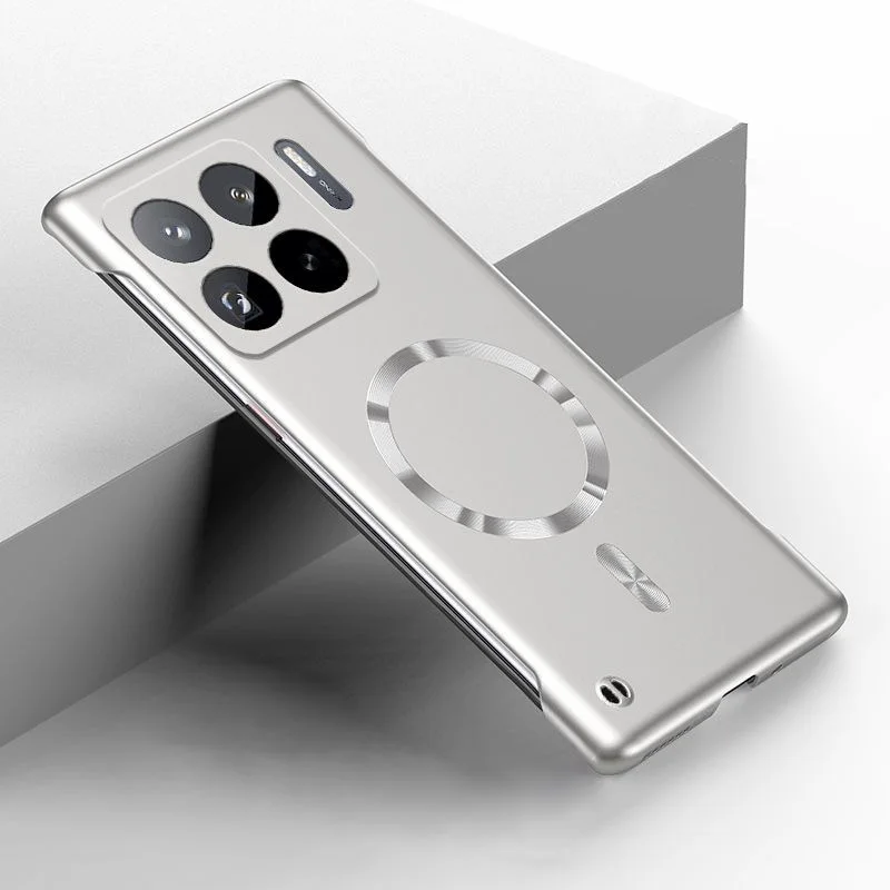 Schlanke, dünne, metallfarbene, rahmenlose magnetische Handyhülle für Magsafe XIAOMI 15 Ultra 14 13 13T 12 17 Pro Max, matte Schutzhülle Image