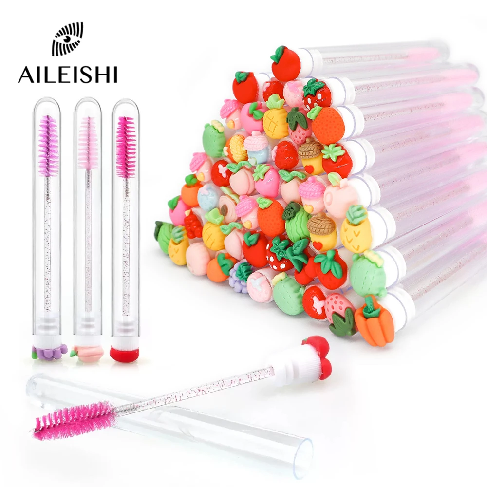 10/50PCS Set Obst Sammlung Mascara Pinsel Wiederverwendbare Wimpern Pinsel Rohr Spoolies Lash Verlängerung Pinsel Applikatoren Make-Up werkzeuge Image