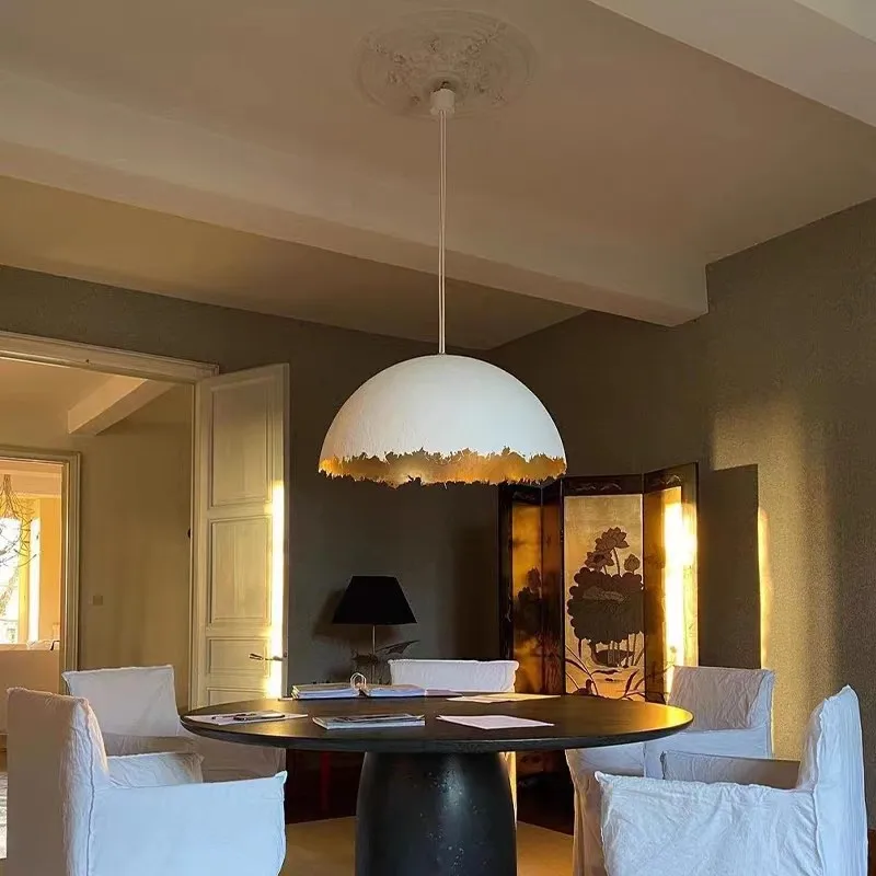 PostKrisi Pendelleuchte Nordic Eierschale Runde Goldfolie Pendelleuchte für Schlafzimmer Wohnzimmer Restaurant Designer Kronleuchter Image