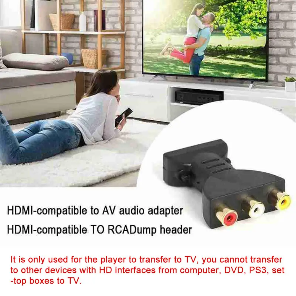 HDMI-zu-AV-Audio-Adapter-Konverter mit HDMI-zu-RCA-HDMI-kompatiblem 3RCA-Anschlussadapter HDMI-zu-3RCA vergoldet Image