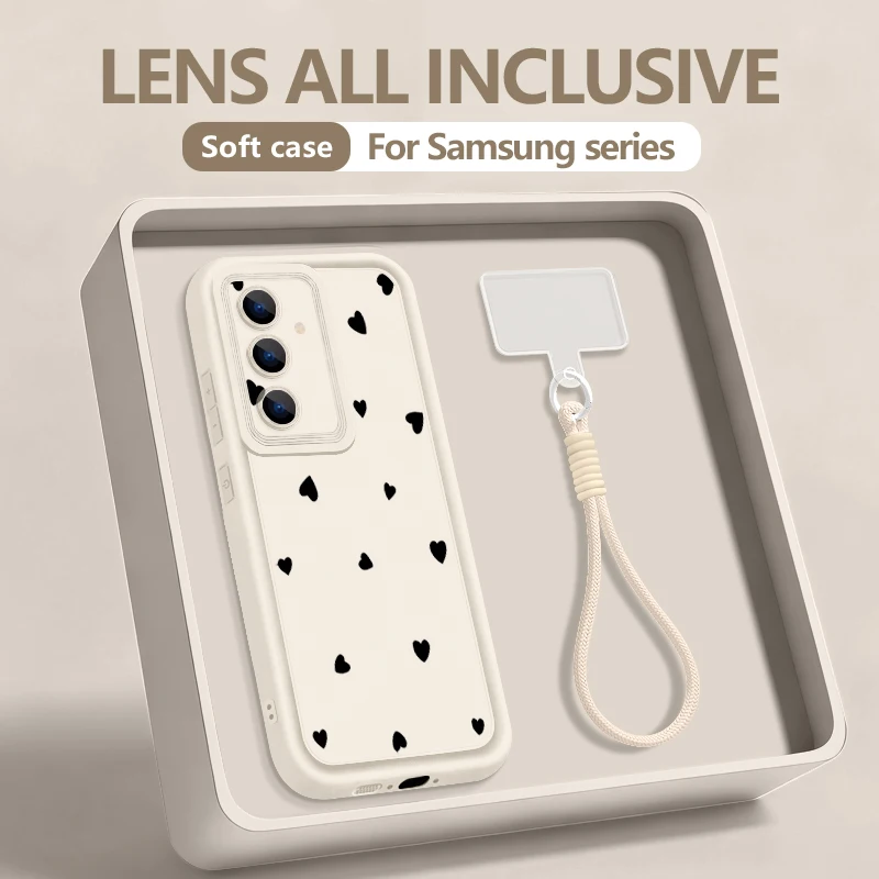 Kleines Herzmuster Lanyard-Hülle für Samsung Galaxy S25 S24 FE S26 S24 S23 S22 Ultra S23 Plus S25 Edge Weiche Trageriemen-Handyhülle Image