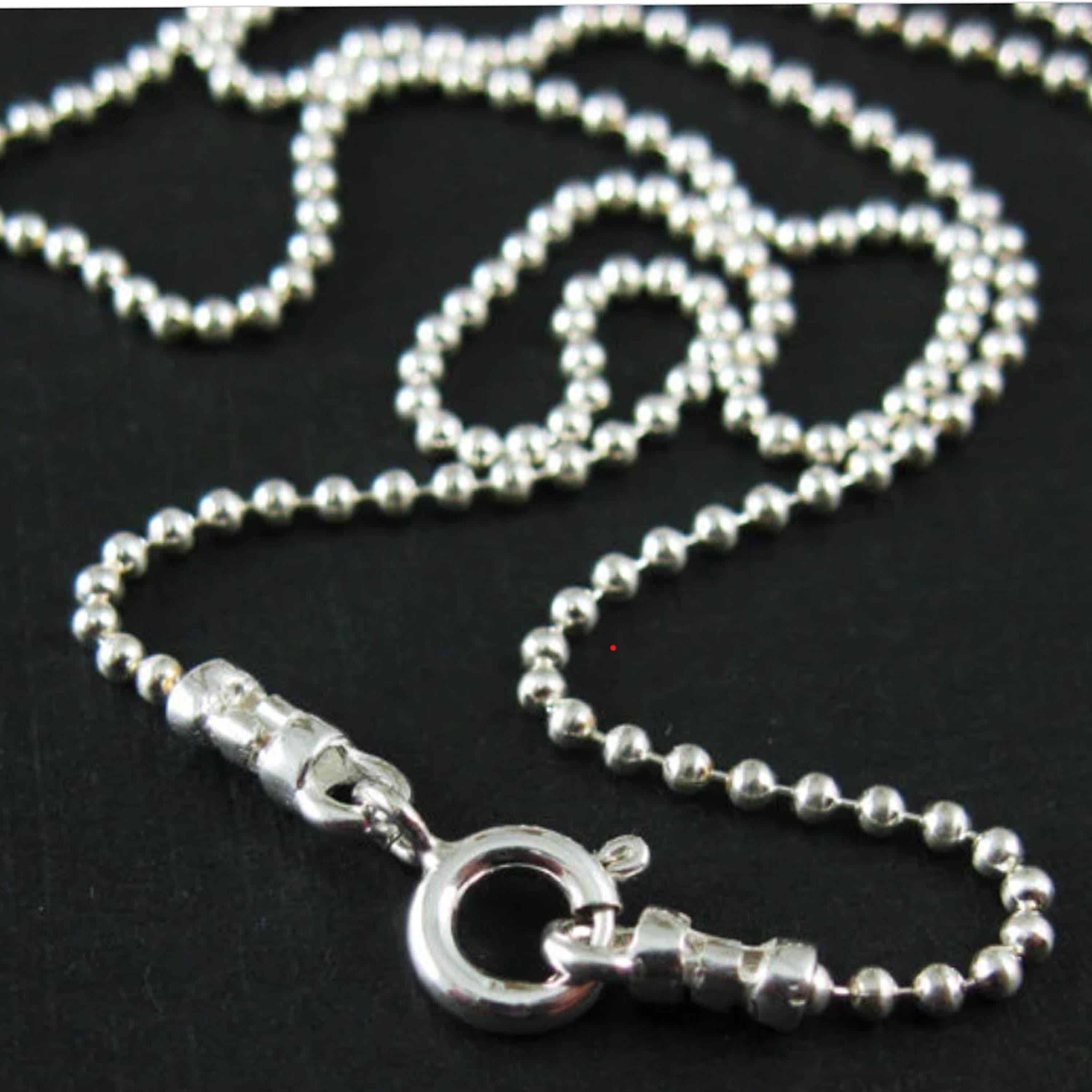 Collana in argento sterling, catena da 1,2 mm, collana con catena a palline, collana con catena di perline, collana con catena in argento, collana fin
