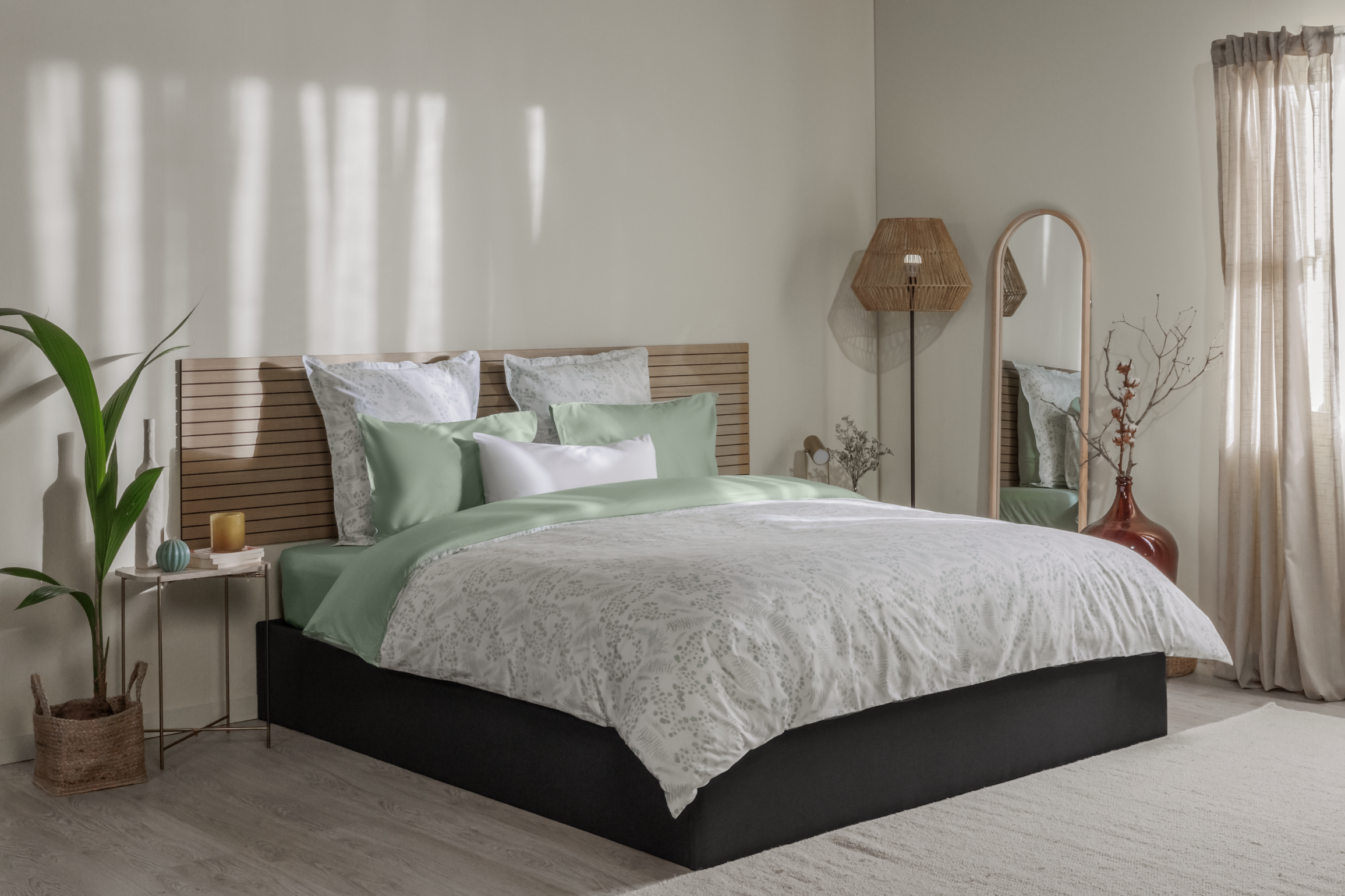 Housse de couette Percale de coton Emma 260x240 - Blanc & Gris Clair