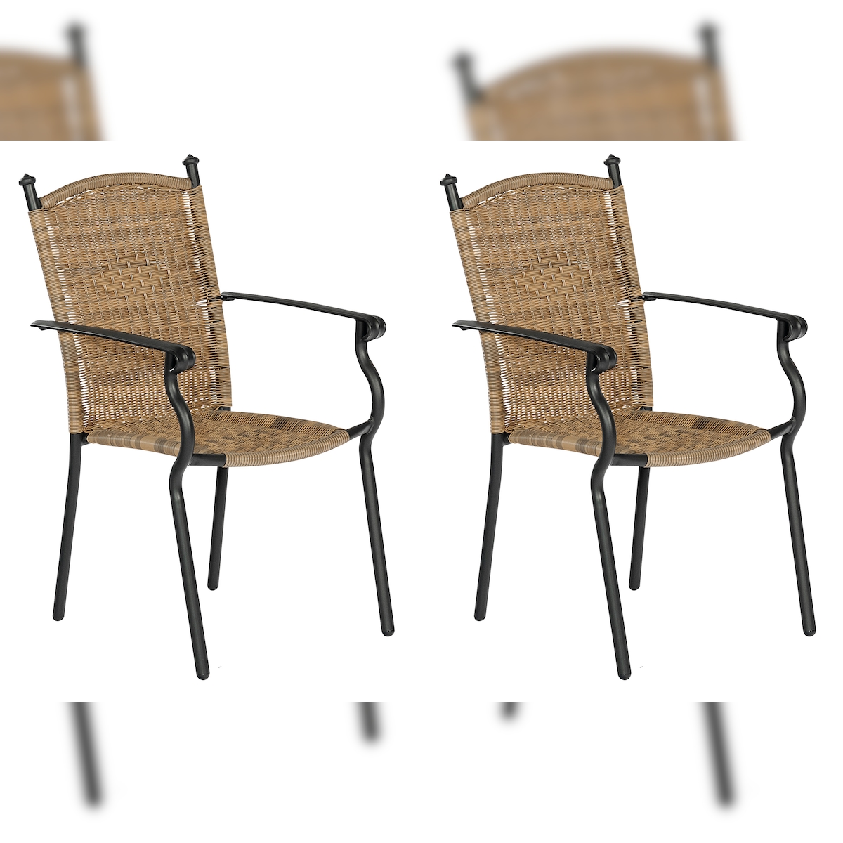 Merxx Roma Stapelsessel Set 2tlg., 2 Stapelsessel, Aluminium/Kunstoffgeflecht, Natur Image