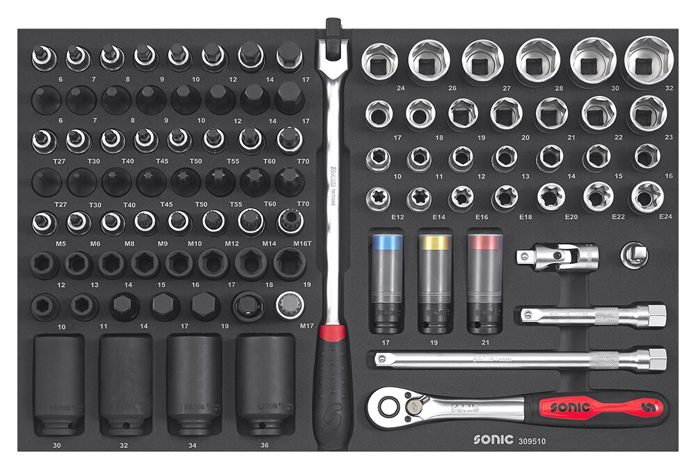 SONIC EQUIPMENT Schaumstoffeinlage, Sortimentskasten Kombinationssatz 1/2 SFS-M 95-tlg. 309510