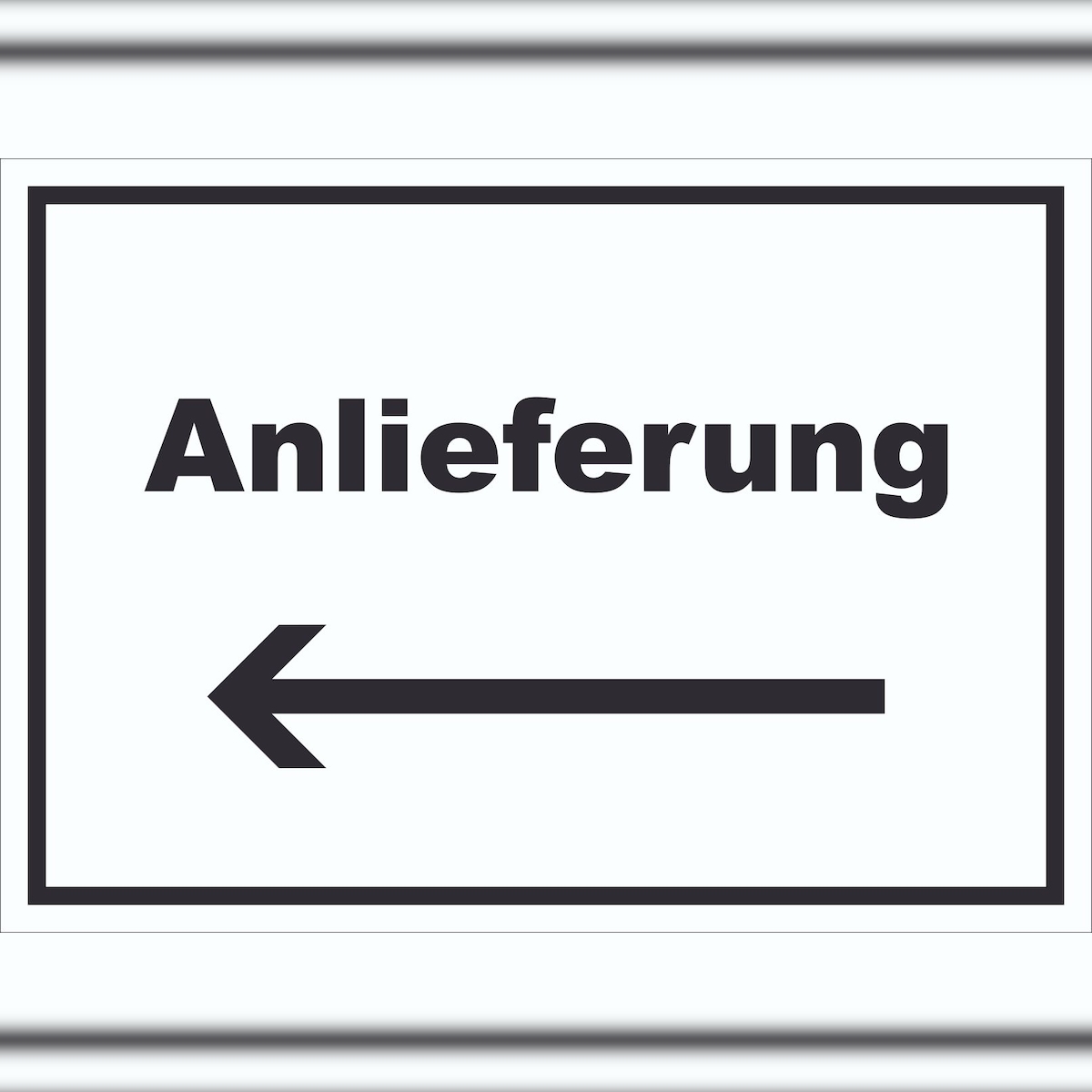 HB-Druck Anlieferung Schild mit Text und Richtungspfeil links Annahme waagerecht A4 (210x297mm) Image