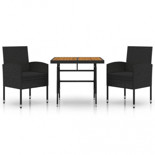 Garten-Essgruppe Poly Rattan V2 | vidaXL : Farbe - Schwarz, Größe - 3-tlg. Image