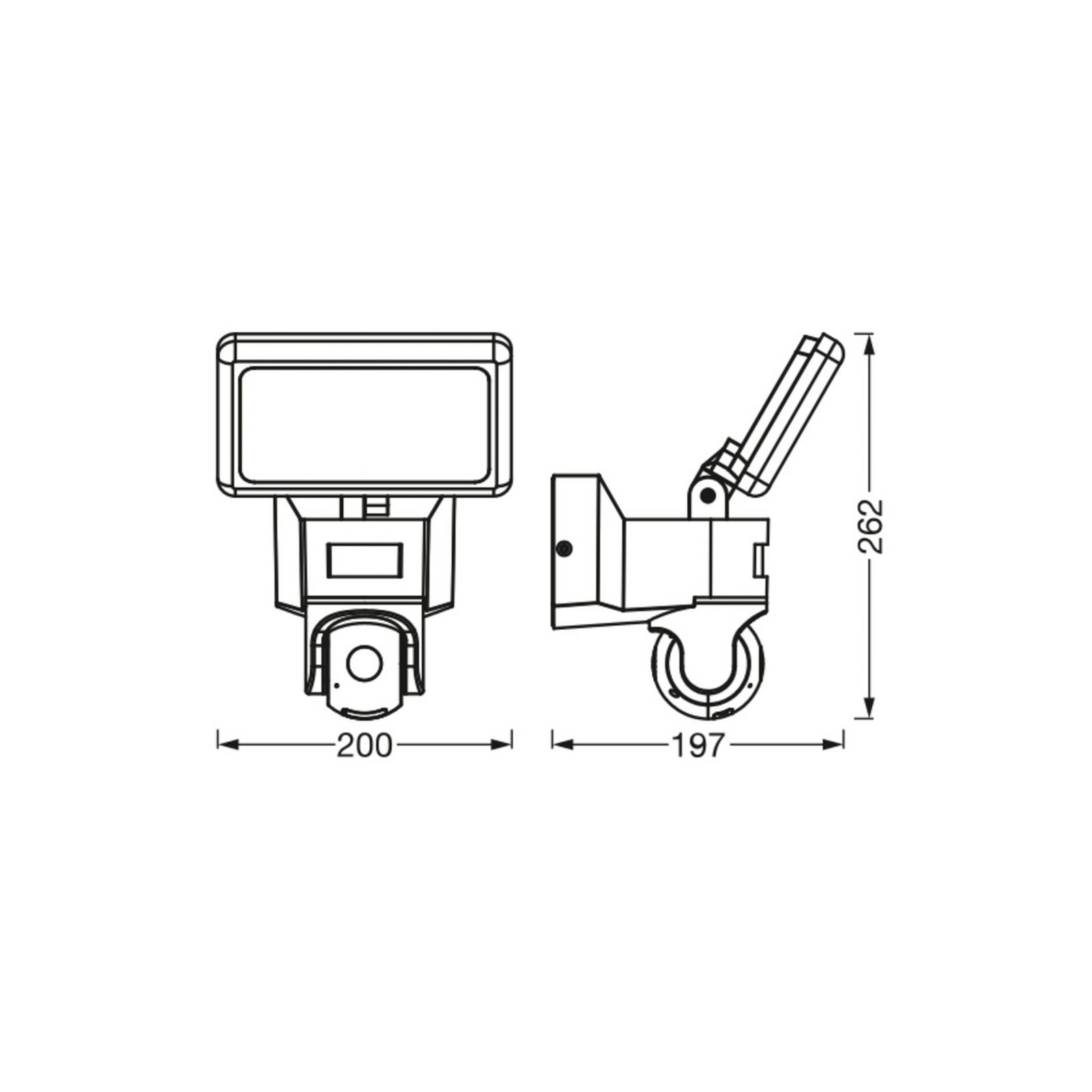 OSRAM SMART+ WiFi LED-Außenkamera FLOOD, grafit, Sensor IP44 dimmbar, alu / grau / zink, Aluminium, Modern, Smart Home Kamera