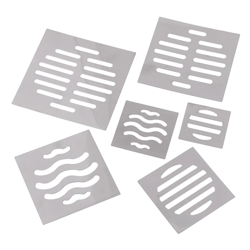 Bouchon de filtre attrape-cheveux de douche, trou de vidange carré, 1 pièce, couvercle de filet de vidange de sol en acier inoxydable, pièces de quincaillerie de cuisine et de salle de bains