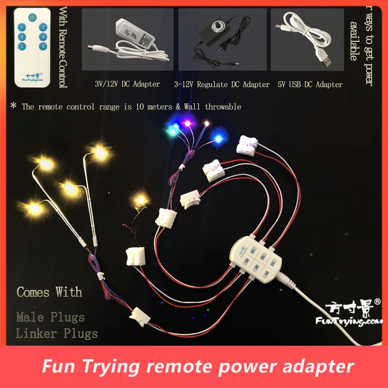 Original Ein/Aus 3V 12V AC/DC Funk fernbedienung schalter Adapter/Netzteil mit 6 Ports Ausgang/Eisenbahn Straßen layout Image