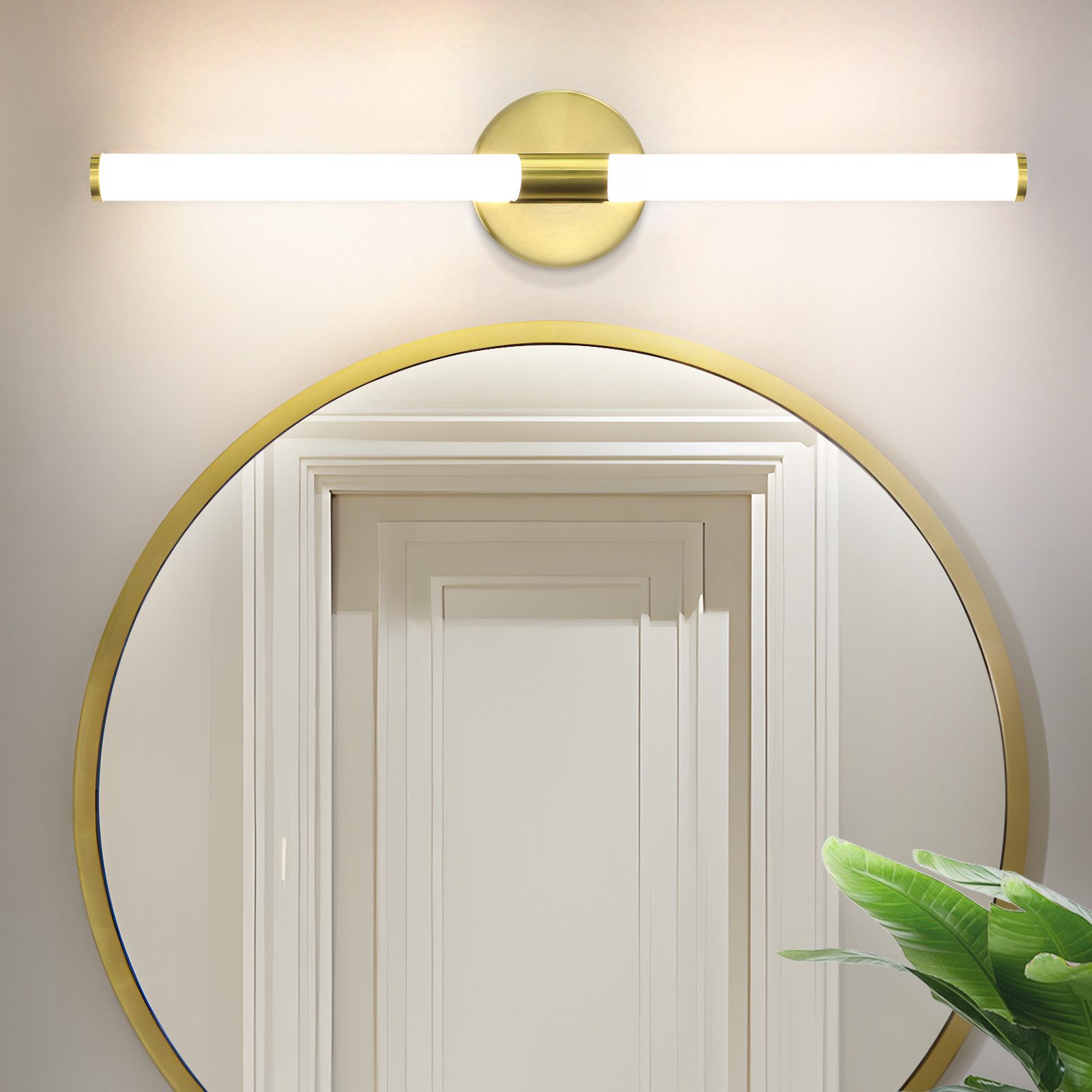 Lampada Led - Lampada Da Bagno 8w, Lampada Per Parete, Illuminazione Per Parete Per Bagno, Luce Per Parete 4000k Bianco Neutro, Moderna, A Prova D'Acqua Ip44, Lampada Da Bagno Dorata, 60 Cm - Gbly