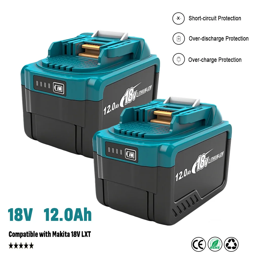 2er-Pack 12Ah Ersatzakku für Makita 18V Akku BL1860B, Ersatzakkus kompatibel mit Makita BL1860 BL1820 1830B 1840B 1850B Image
