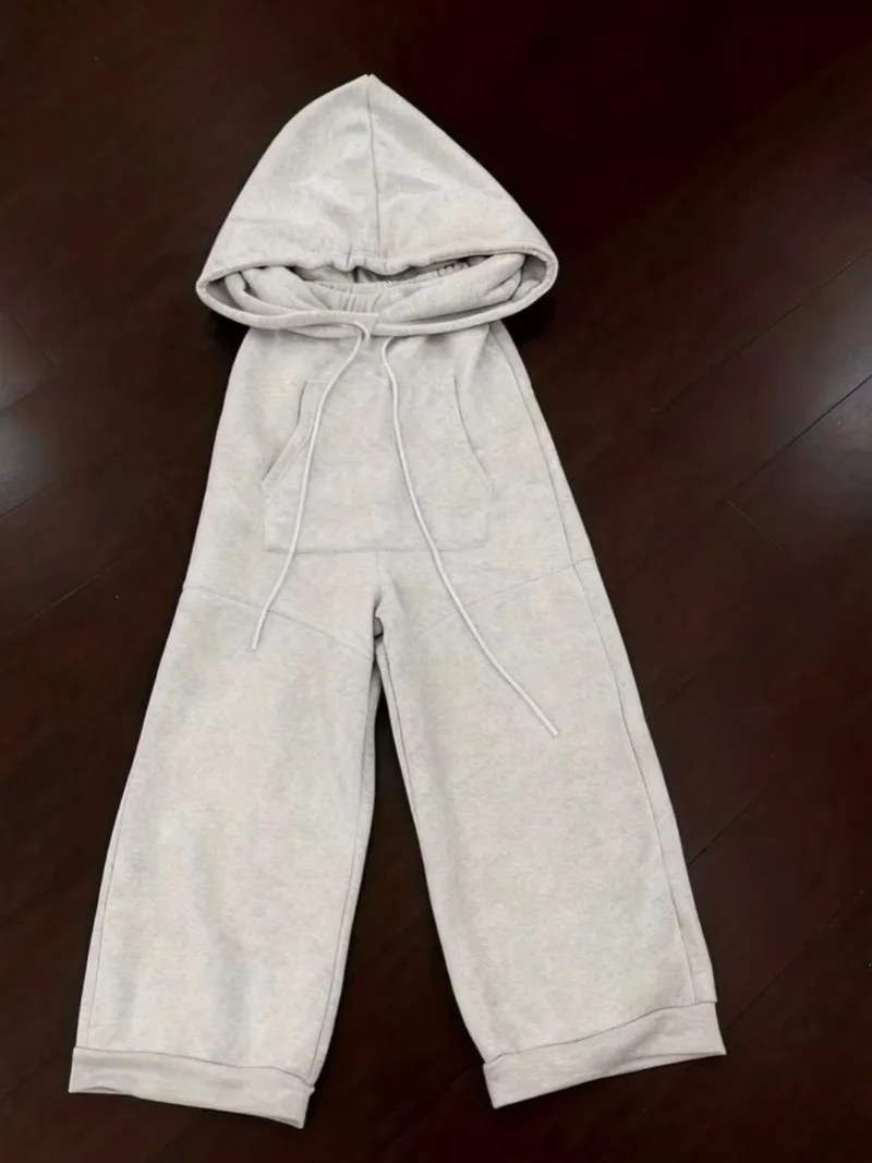 Europäischer und Amerikanischer Stil Grauer Patchwork-Hut Hochgeschnittene Oversize-Hose Herren Street Hip-Hop Rock Punk Lässige Sporthose