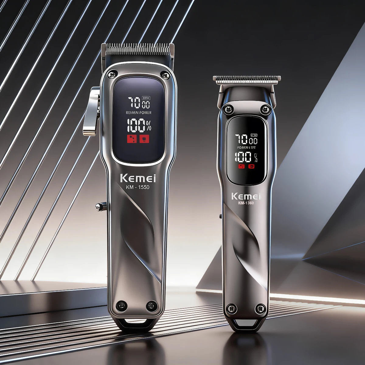 KEMEI KM-1550 KM-1360 Professionelles Haarschneidemaschinen-Set für Männer LED-Display Geräuscharm 7000 U/min Kabellose Professionelle Friseurmaschinen Image