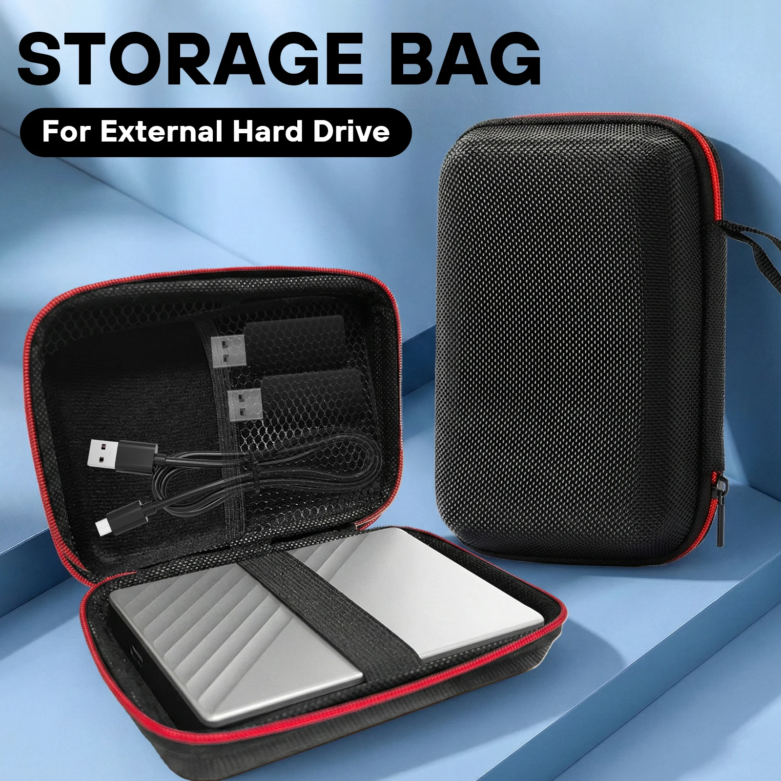 2,5 Zoll Tragbare HDD-Schutzhülle Kratzfeste Festplattenhülle für Externe Festplatte Kopfhörer USB-Stick Speicher Image