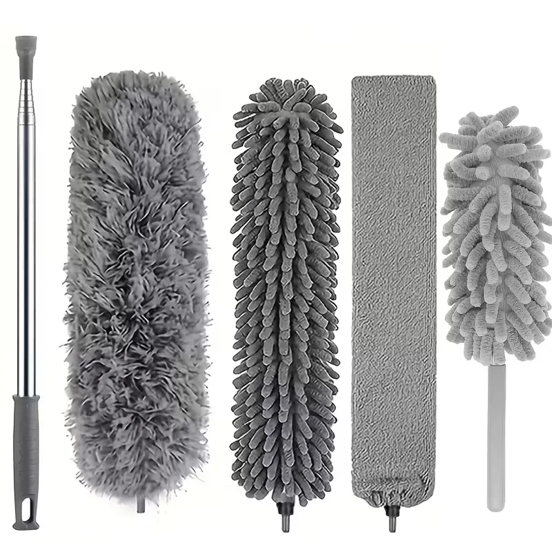 Hochdecken-Mikrofaser-Staubpinsel mit 110 Zoll Teleskopstange - Leichtes, Waschbares & Wiederverwendbares Reinigungswerkzeug für Image