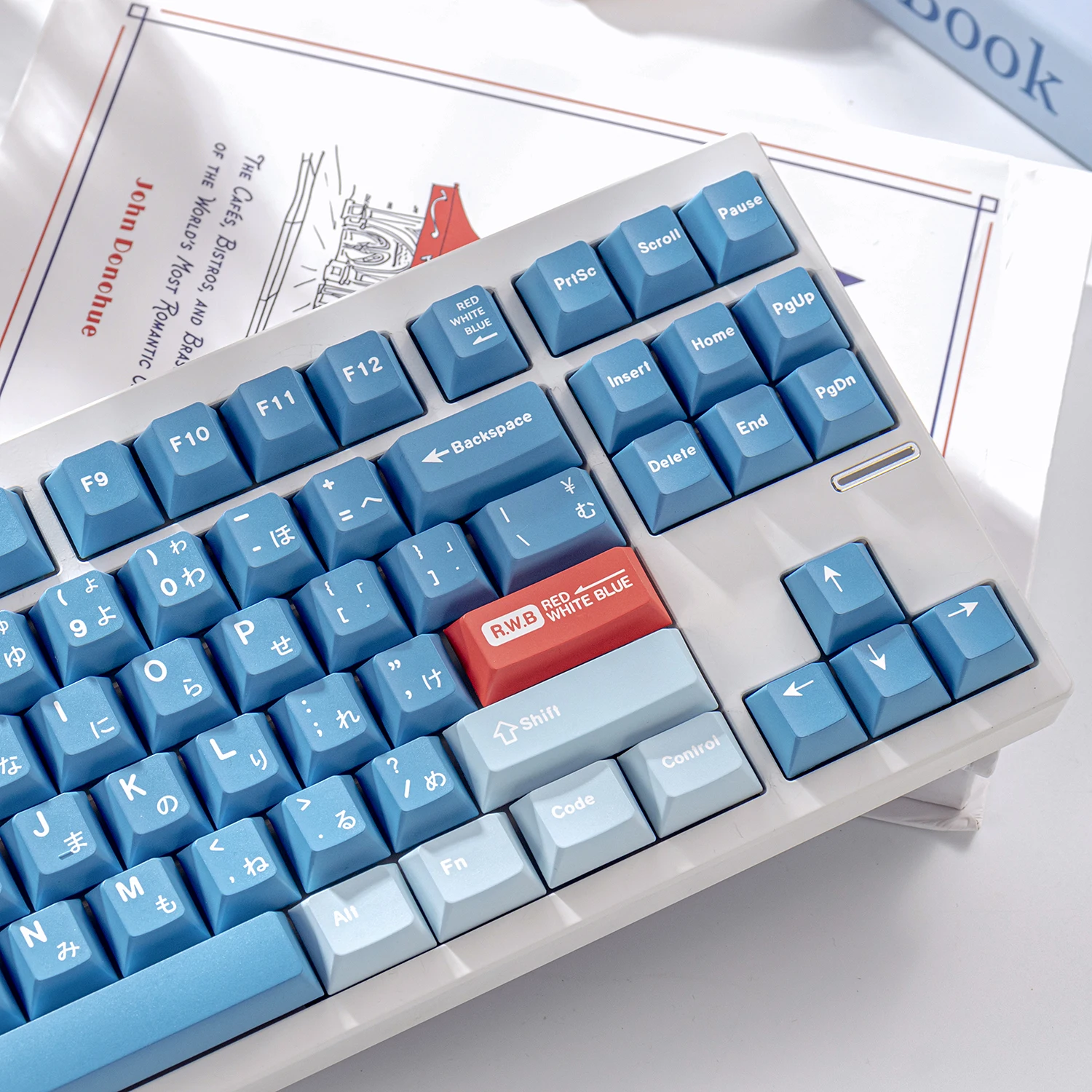 RWB Japanische Wurzelblaue Tastenkappen, Farbsublimation, Kirschprofil, PBT-Tastenkappen-Sets für MX Cherry mechanische Tastatur Wooting Image