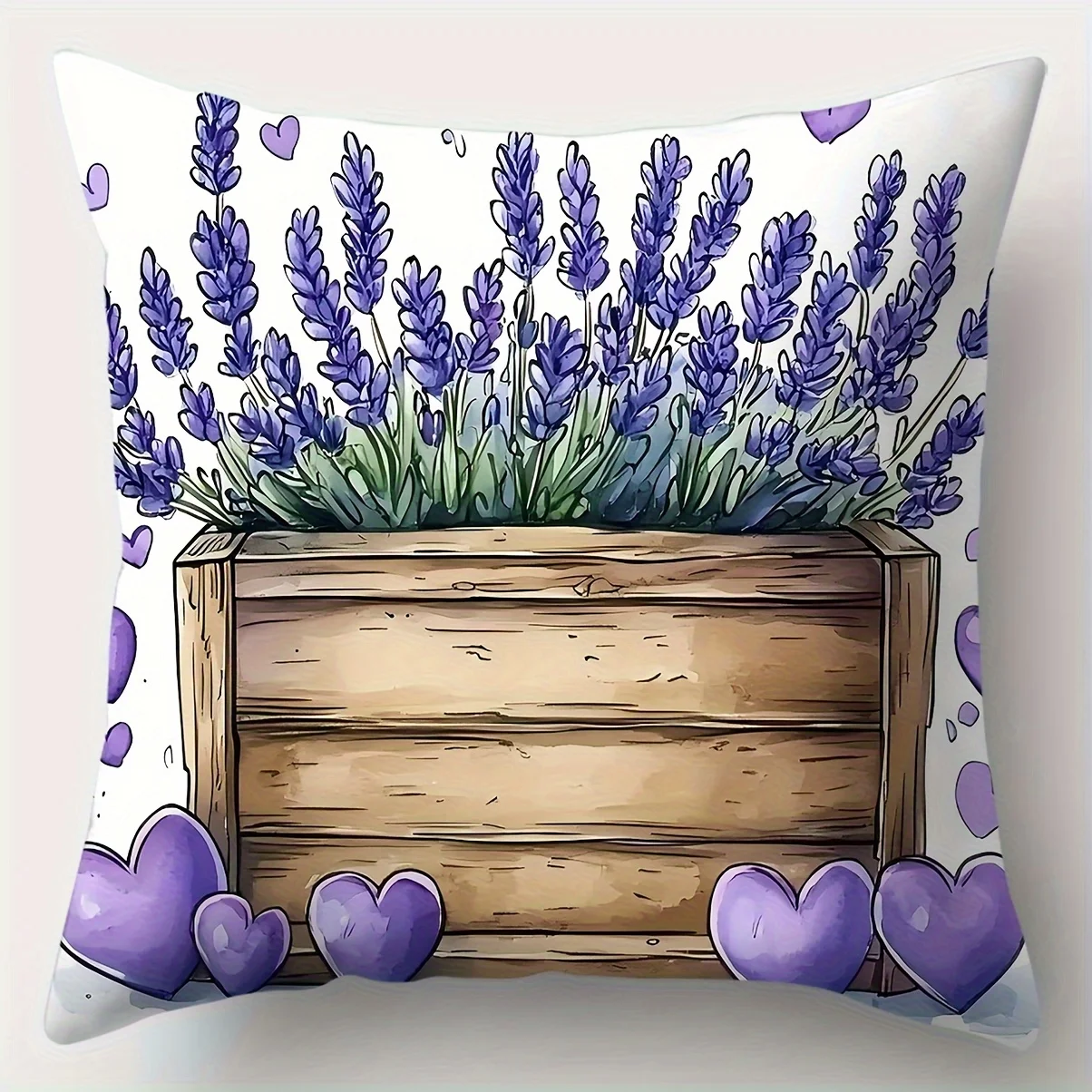 4-teiliges Sofa-Kissenbezug-Set, lila Blumen-Kissenbezug, 45 x 45 cm/18 x 18 Zoll, einseitiger Druck, Heimdekoration, Couch-Überwurfkissenbezug Image