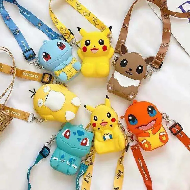 Pokemon Geldbörse Pikachu Anime Cartoon Figur Silikon Brieftasche Kawaii Persönlichkeit Trendy Schulter Tasche Kinder Spielzeug Geburtstag Geschenke Image