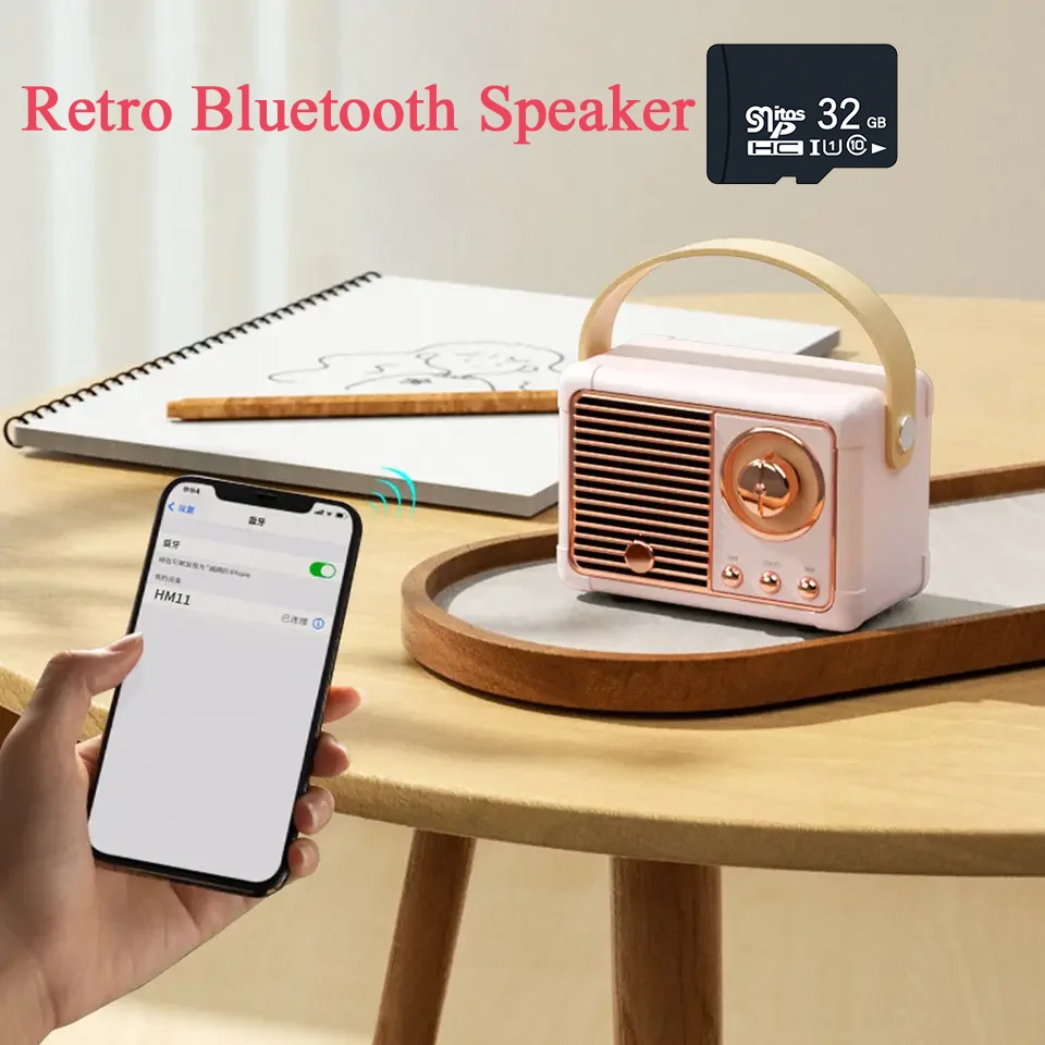 HM11 Mini altoparlante Bluetooth Subwoofer per basso wireless con radio FM, scheda TF Altoparlante stereo esterno Carillon per Ios/Android