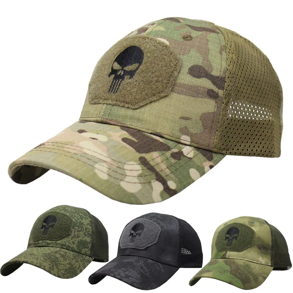 Taktische Tarnung Baseball Cap Mesh Atmungsaktive Special Forces Taktische Camo Hut Schädel Ente Visier Hut Image
