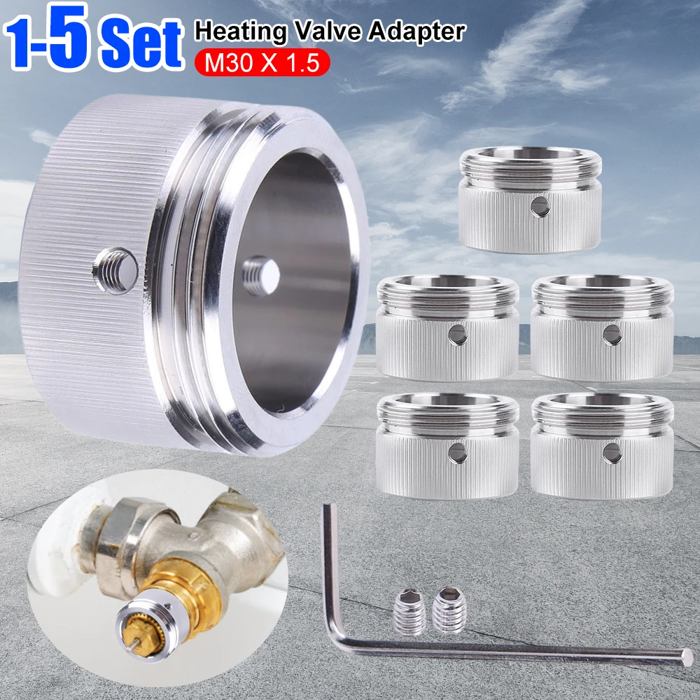 1-5 Set Heizungsventil-Adapter M30 X 1,5 Heizkörperventil Thermostat-Kopf Mit Streifen Heizkörper-Zubehör für Ra Rav Ravl Ventil Image