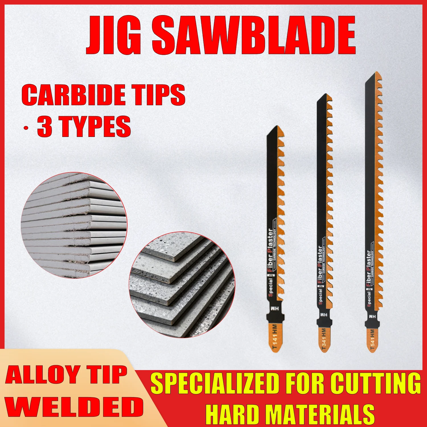 T141Hm1 1-teilige 4-in-6-Tpi-Stichsägeblätter mit Hartmetallspitze, speziell für Faser- und Gipssägeblätter mit T-Schaft Image