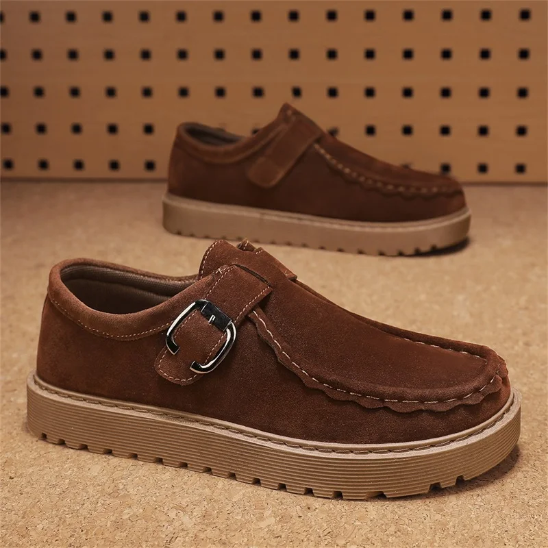Lässige Herren-Loafer aus beigem Wildleder in großen Größen, bequeme, rutschfeste Wanderschuhe mit dicken Sohlen, modische und trendige Schuhe 2025,