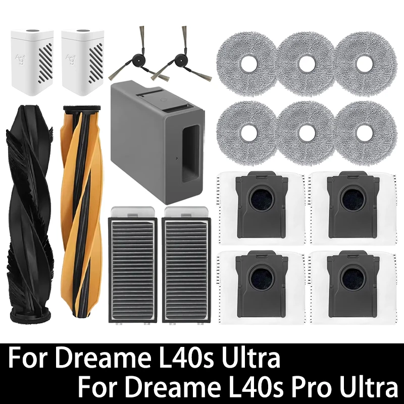 Dreame L40s Ultra / L40s Pro Ultra Staubsauger Ersatzteile Hauptbürste Seitenbürste HEPA-Filter Wischtücher Staubbeutel Zubehör Image