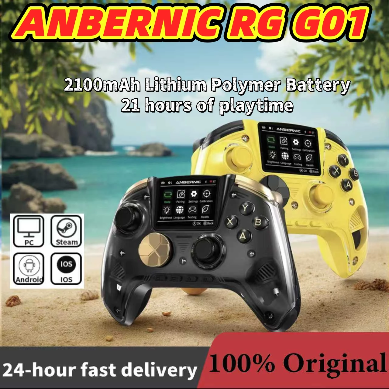 ANBERNIC RG G01 Retro-Spiele-Controller Gamepad für PC Android iOS Steam Linux Hall-Effekt-Trigger Bluetooth/Kabelgebunden/Kabellos XBOX
