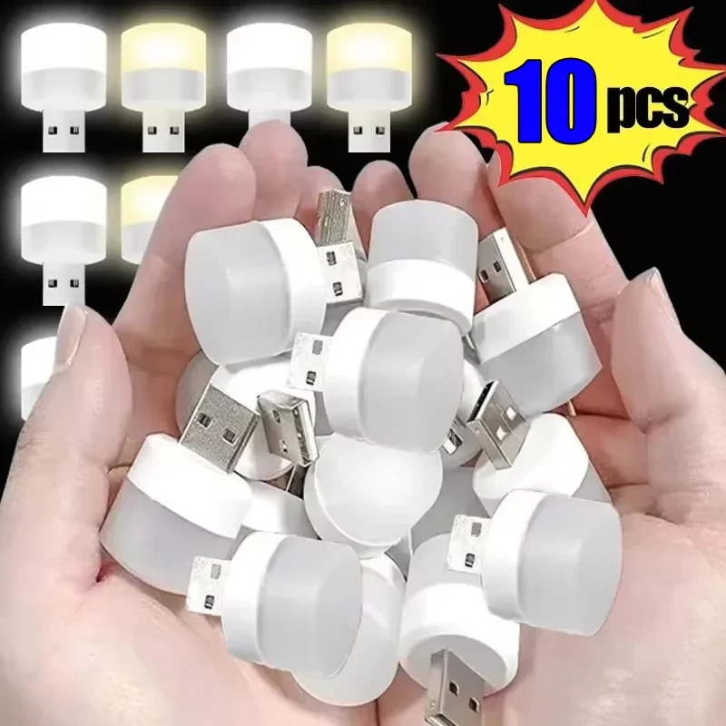 1/3/10 Stück USB-LED-Leselampen, Augenschutz-Rundleuchten, Mini-USB-Nachtlicht für Computer, mobile Stromversorgung, LED-Leuchten