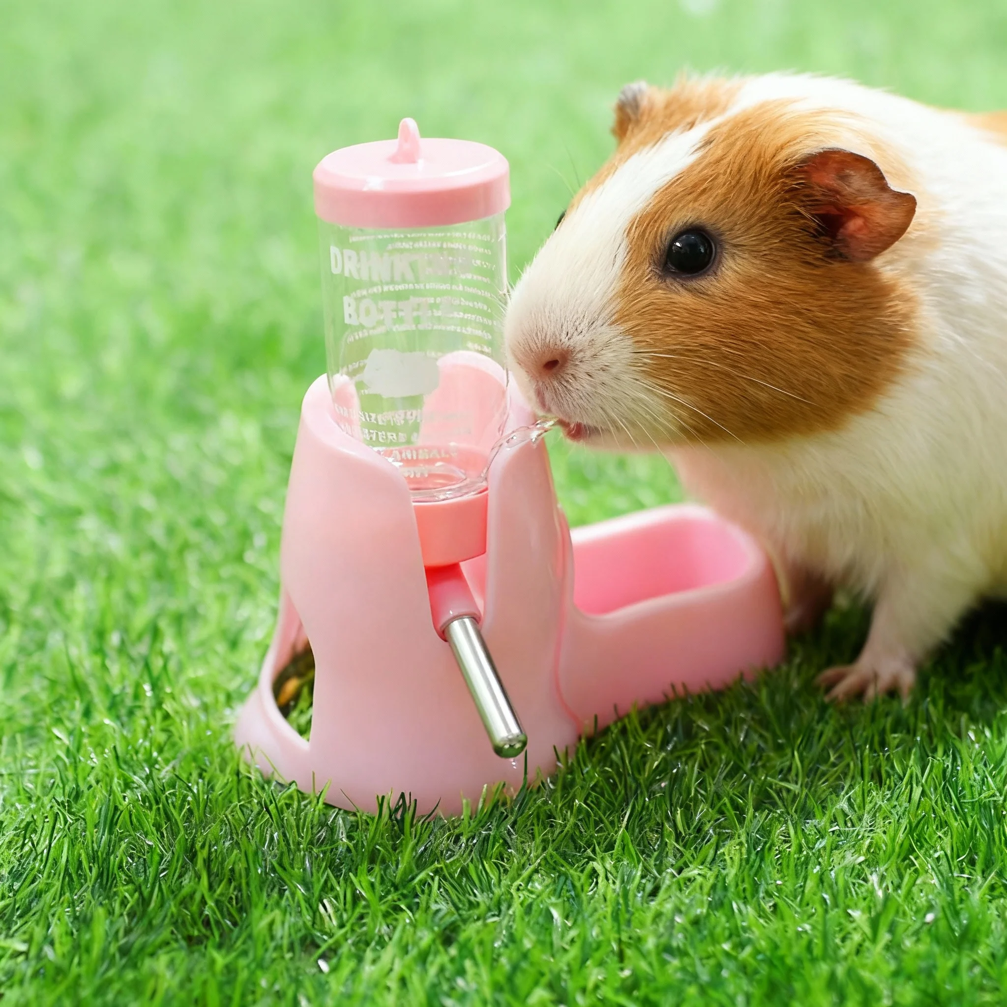 Automatischer Wasserspender für Hamster und Kleintiere mit Trinkflasche, Schüsseln und Futterbehälter für Meerschweinchen und Ratten Image