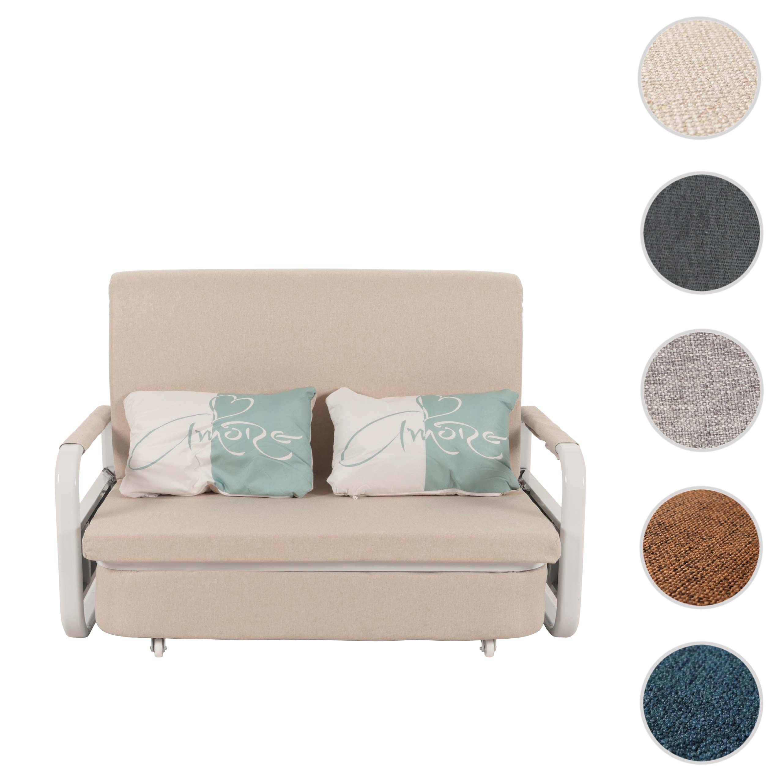 Schlafsofa HWC-M83, Schlafcouch Couch Sofa, Schlaffunktion Bettkasten Liegefläche, 130x185cm ~ Stoff/Textil dunkelblau Image