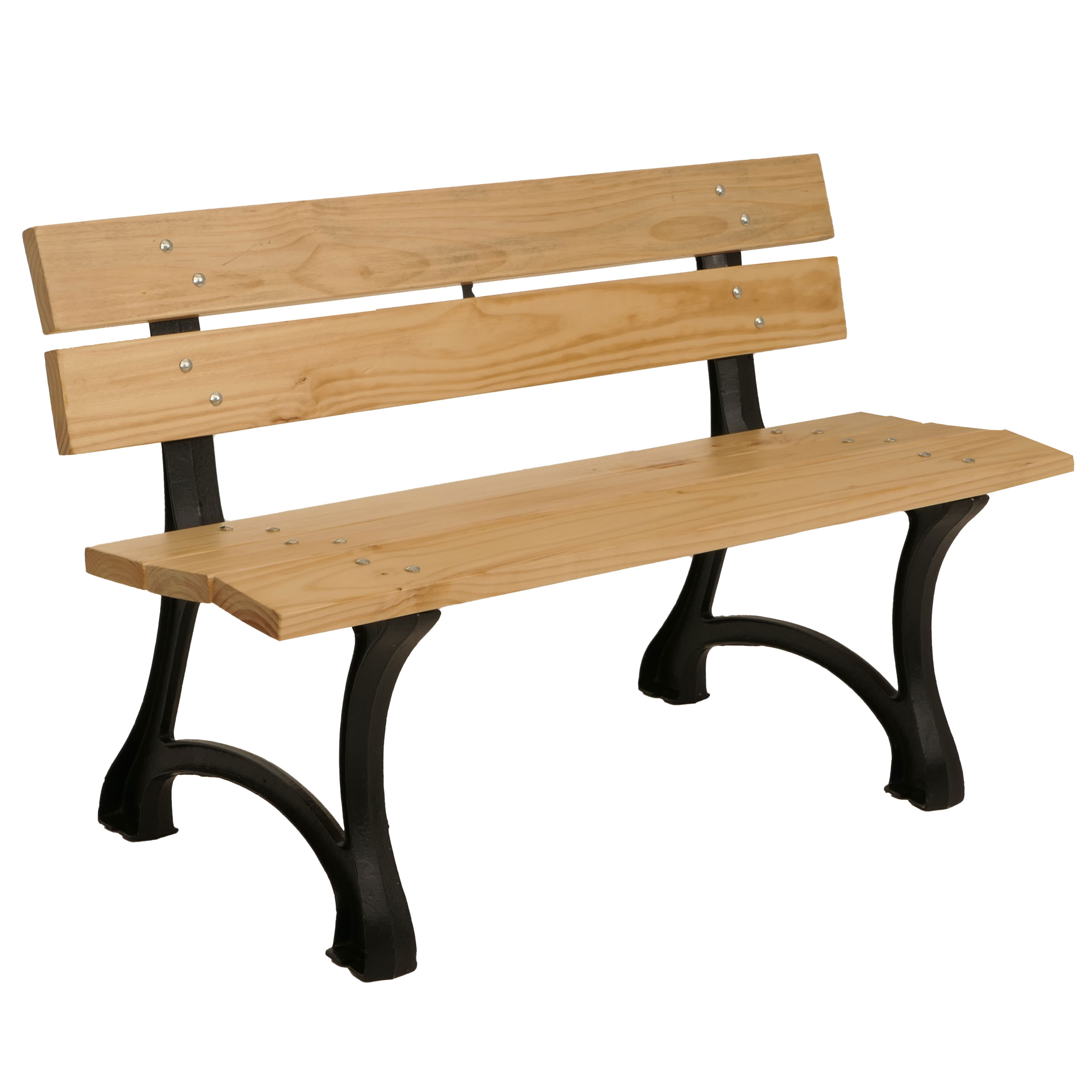 Gartenbank HWC-O20, Sitzbank Parkbank Holzbank 2-Sitzer, Gusseisen Holz Kiefer, 125cm ~ hellbraun