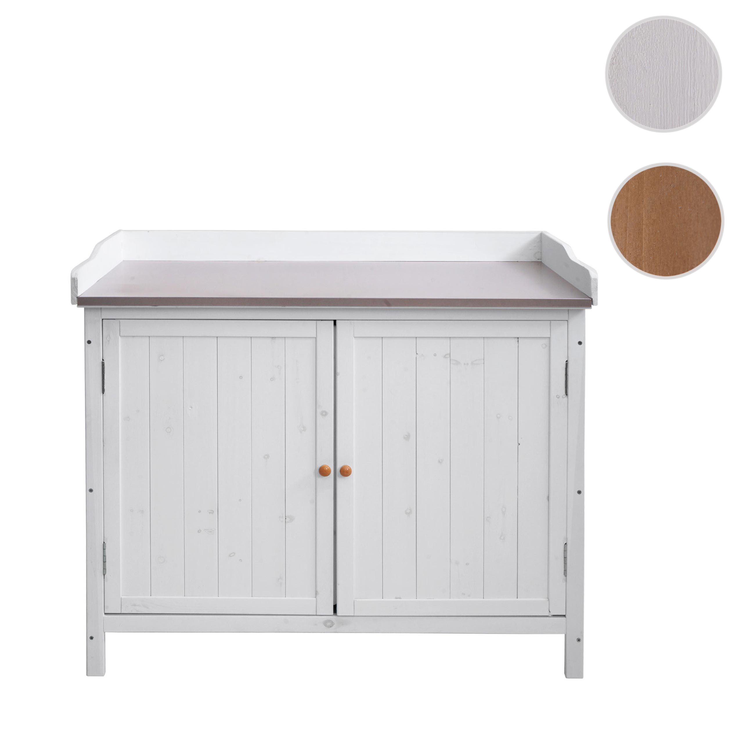 Gartenschrank mit Arbeitsplatte HWC-L69, Pflanztisch, Outdoor Tanne Holz FSC®-zertifiziert 86x104x52cm ~ braun Image