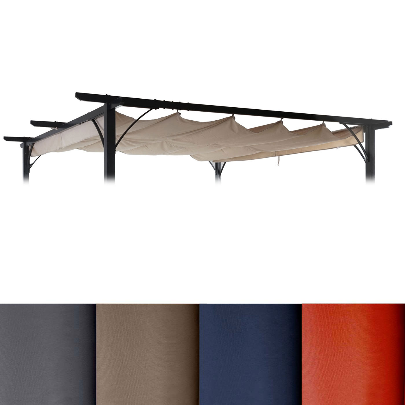 Ersatzbezug 370x300cm für Dach Pergola Pavillon HWC-C42 3,5x3,5m ~ grau Image