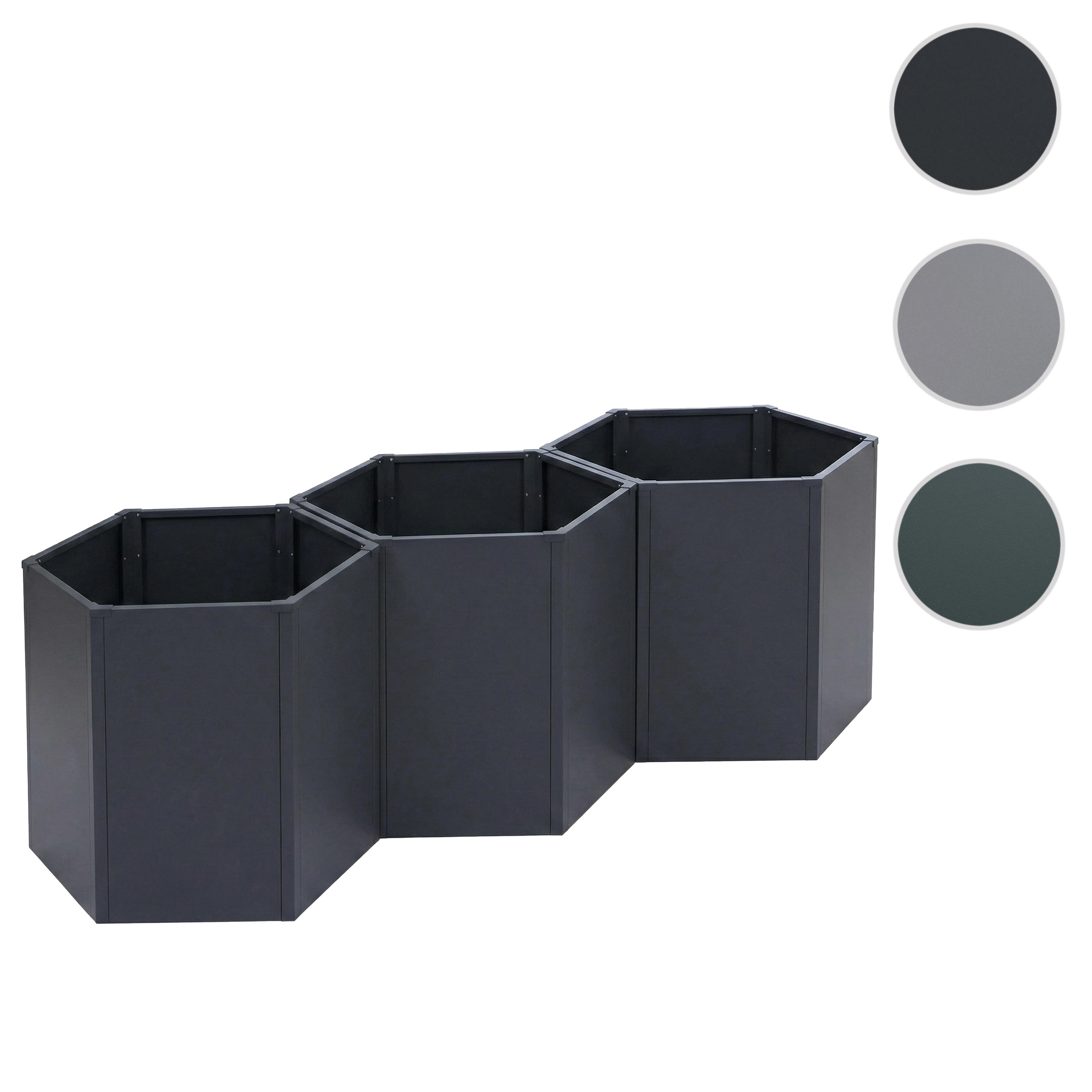 3er-Set Hochbeet HWC-P64, Metallhochbeet Gemüse-/Pflanzbeet Blumenkasten Pflanzkübel Stahl 77x264x100cm ~ grün Image