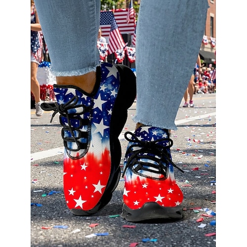 Vereinigte Staaten 250. Jubiläum Frauen America Athleticsneakers - USA Flaggedruck leichte Laufschuhe Gepolsterte Sohle Patriotische Trainer für 4. Juli Feiern Paraden Image