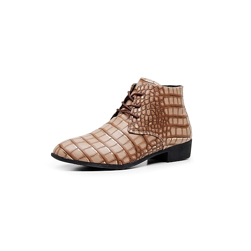 Rote Herrenstiefel mit Krokodilmuster, stylisches Kunstleder, Schnürdesign, bequeme Passform, trendige Festivalschuhe für Musikliebhaber – perfekt für Musikfestivals, Konzerte und Open-Air-Veranstaltungen Image