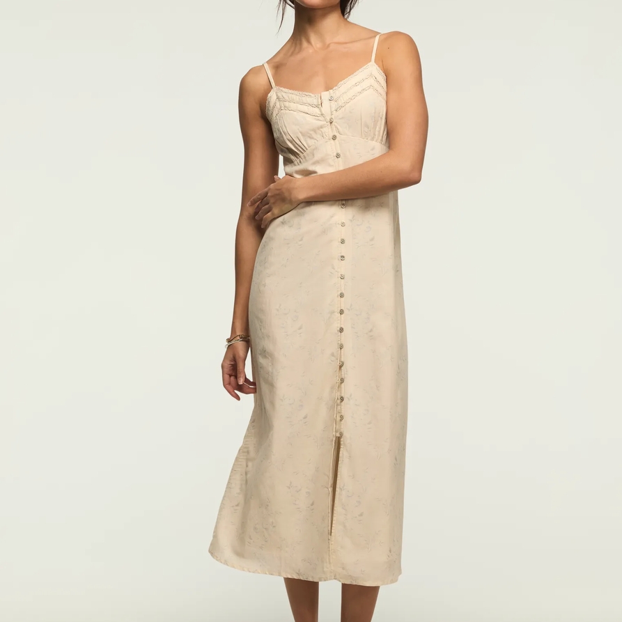Lucky Brand Festival Lace Trimmed Slip Dress - Women's Clothing Dresses in Cream Multi, Size M